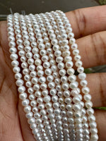 Freshwater Potato Pearl (White) | Round Beads | 2-3mm