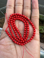Red Bamboo Coral | Round Beads | 4mm