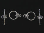 2 X Sterling Silver Rose Toggle Clasps (1 pair)