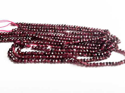 2mm Faceted Garnet Rondelle Beads