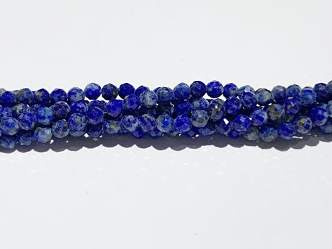 2mm Faceted Natural Lapis Lazuli Beads - A Grade