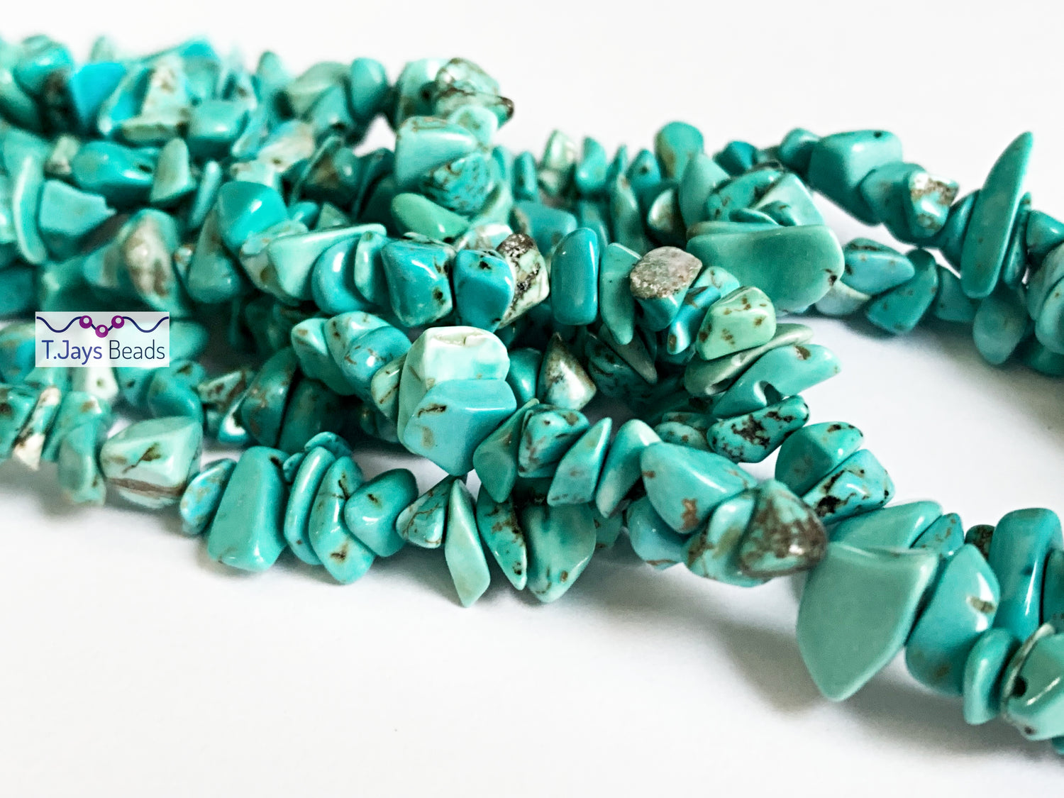 Blue Turquoise (Stabilised) | Chip Beads | 5-8mm | 32" String