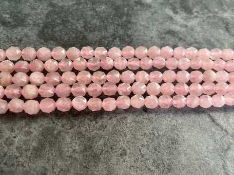 6mm Faceted rose quartz beads