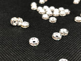 100 x 8mm Silver Colour Rhinestone Spacer Beads