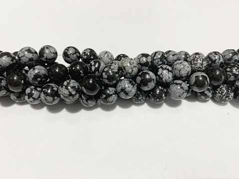 8mm Snowflake Obsidian Beads