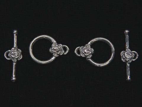 Sterling Silver Rose Toggle Clasps