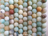 Multicoloured Frosted Amazonite Round Beads - 12mm
