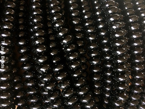 Black Onyx Rondelle Beads - 5 x 8mm