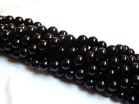 4mm Black Tourmaline Round Beads