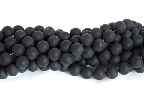 Frosted Black Onyx Beads - 6mm