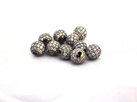 Round brass micro pave cubic zirconi beads