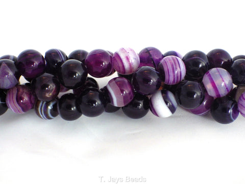 Purple Striped Agate Beads - 10mm