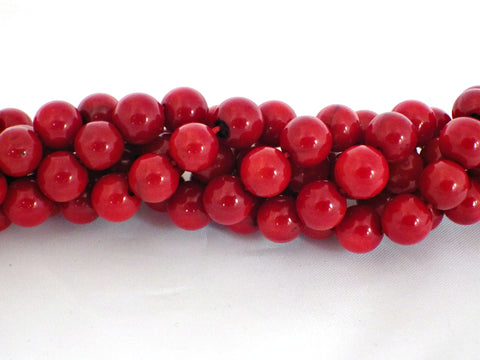 Red Bamboo Coral Round Beads - 4mm