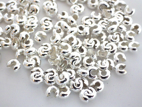 100 x Silver Colour Iron Crimp Bead Covers