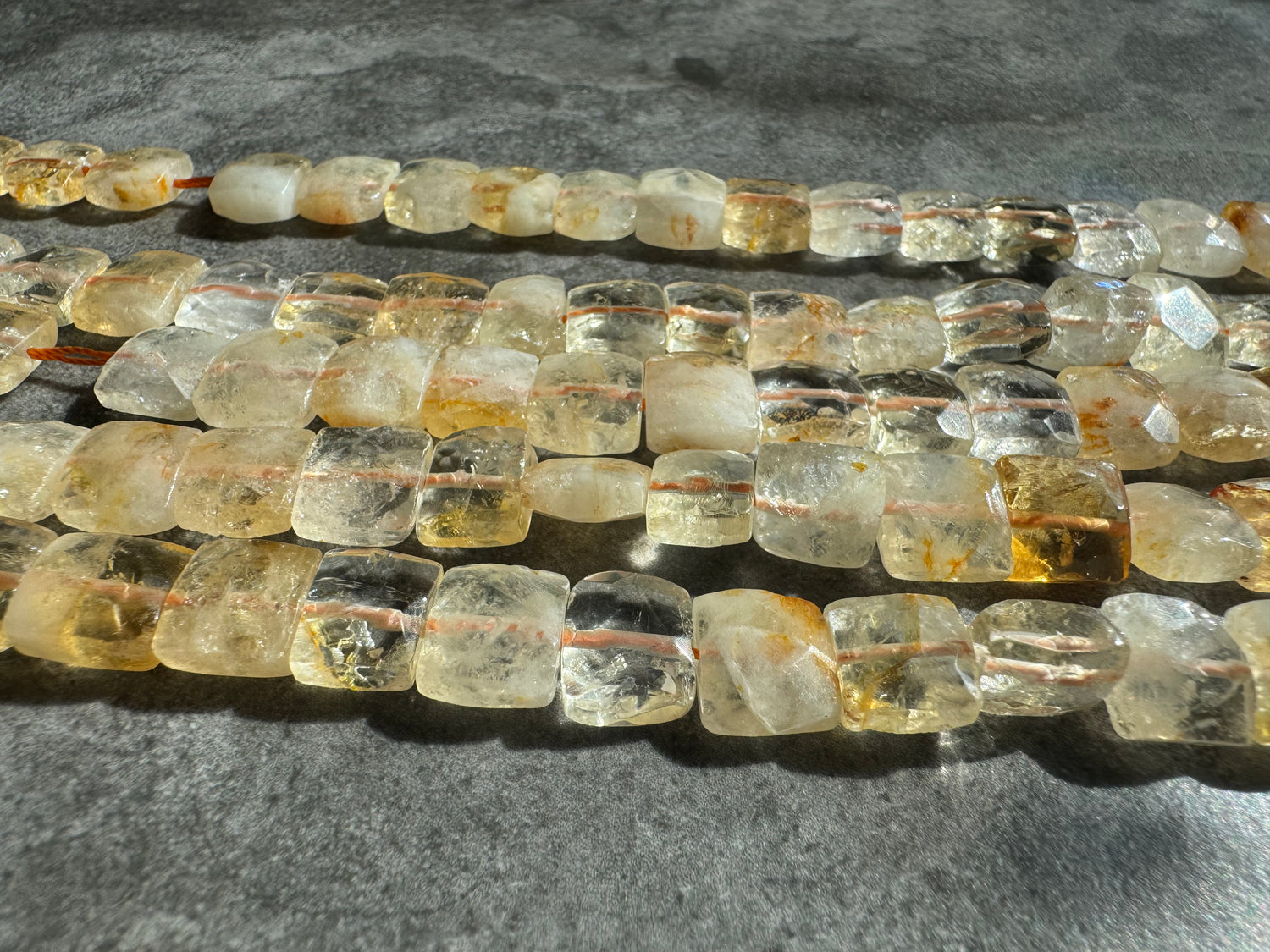 Citrine | Faceted Flat Square Beads | 10x10x5mm | A Grade