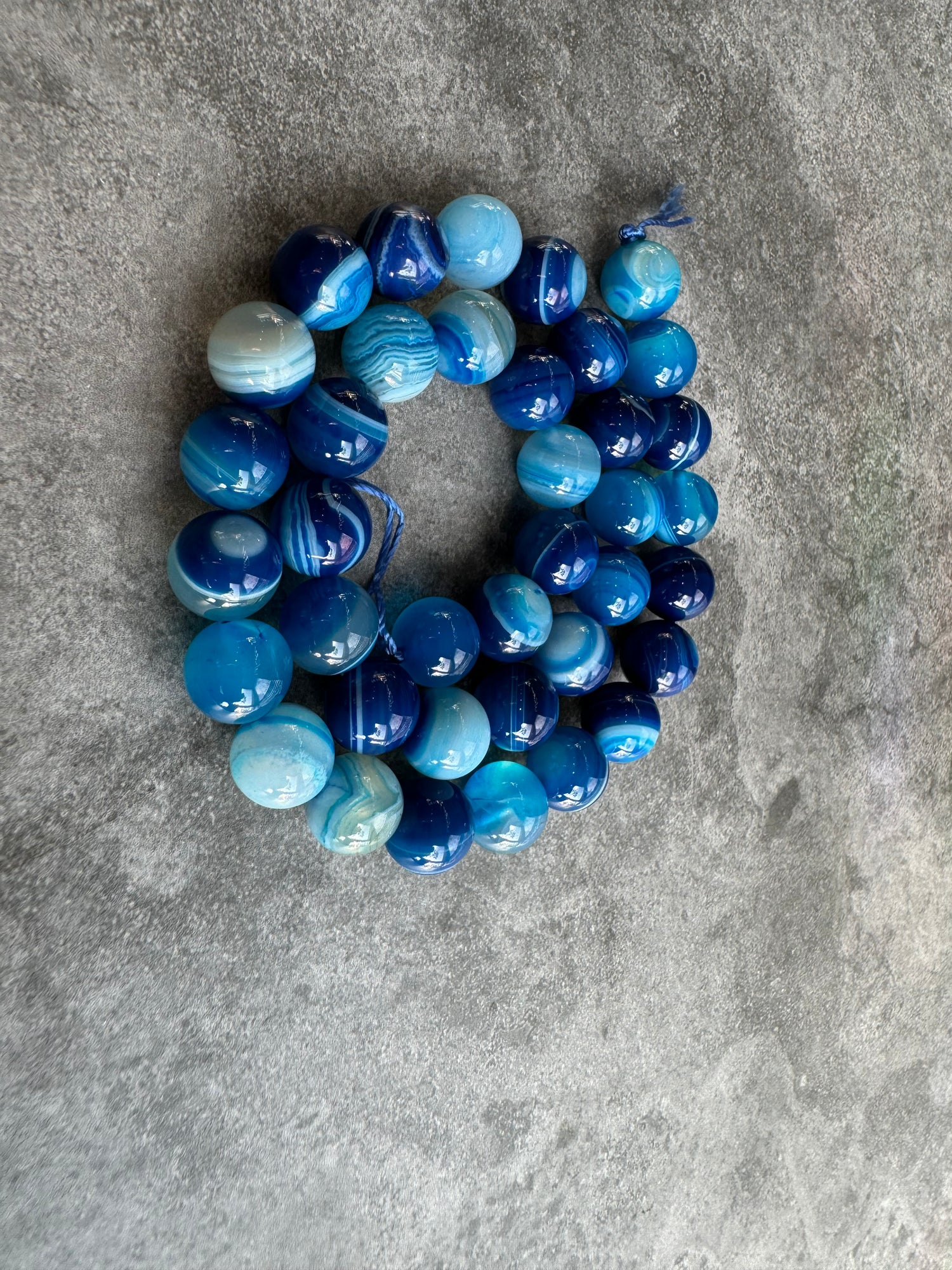 Blue Striped Agate | Round Beads | 8mm