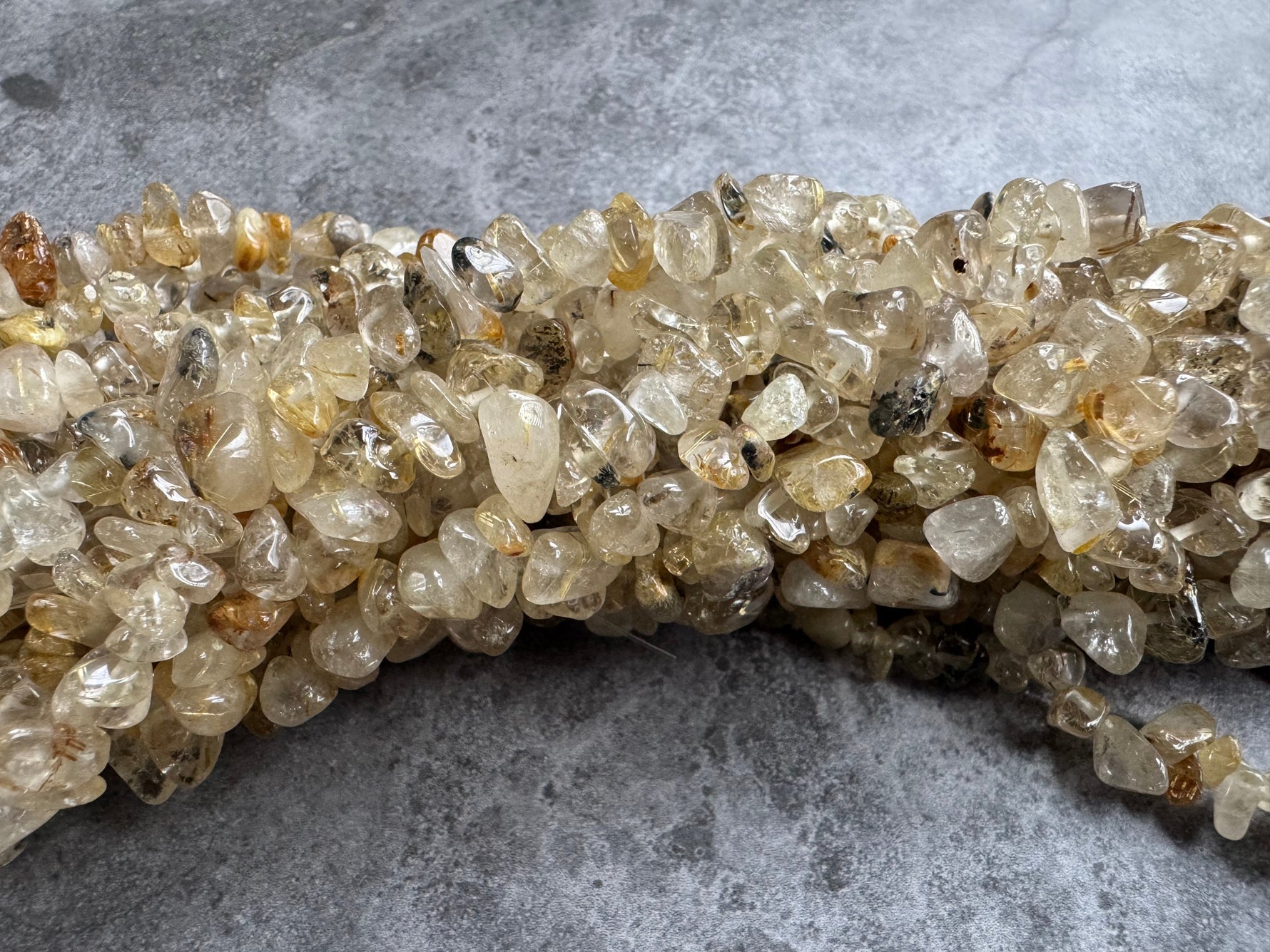 Golden rutilated quartz chip beads