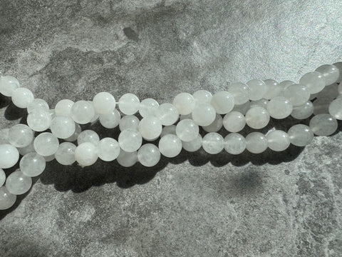 8mm White Jade Round Beads