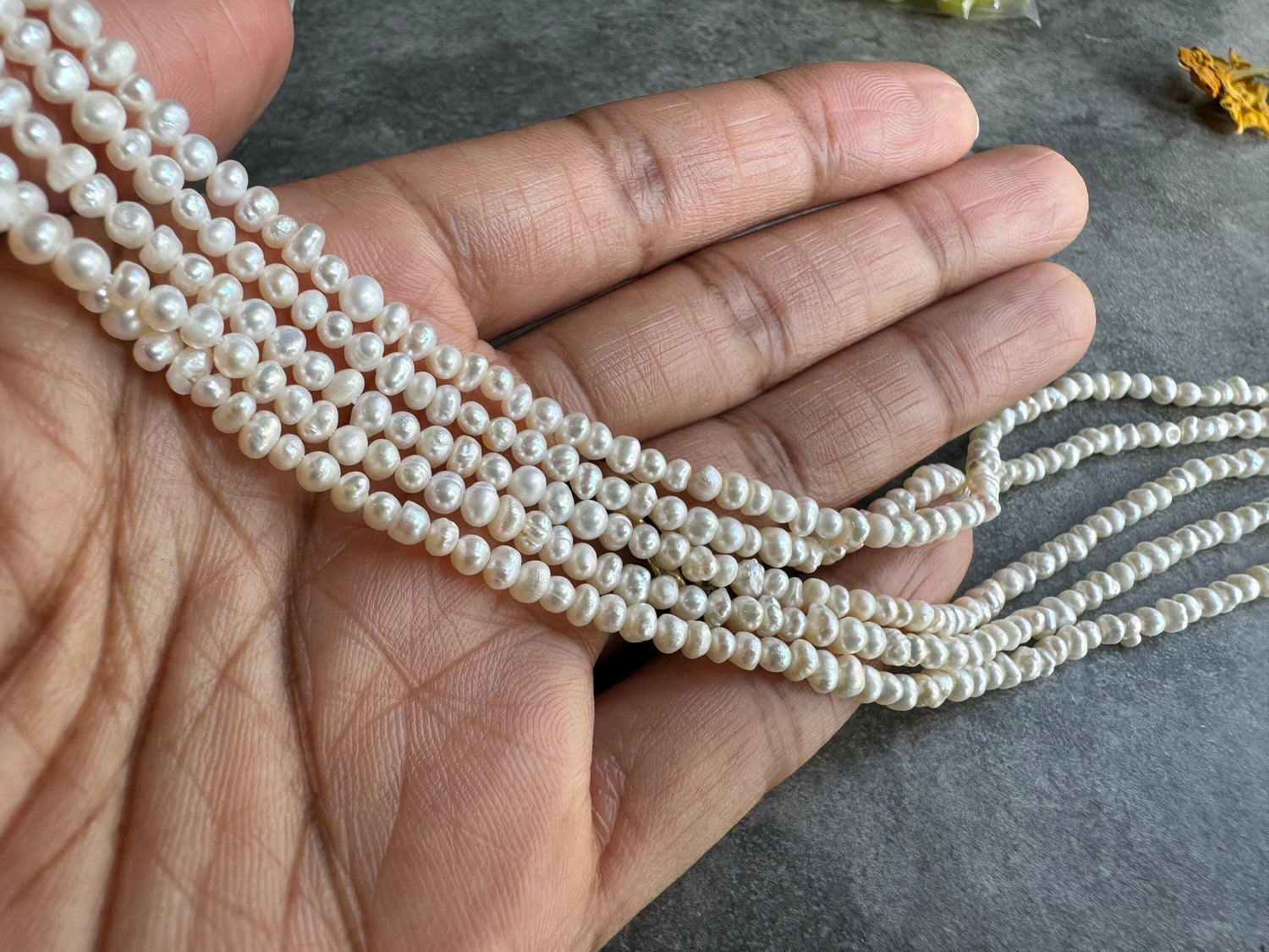 Freshwater Potato Pearl (White) | Round Beads | 2-3mm