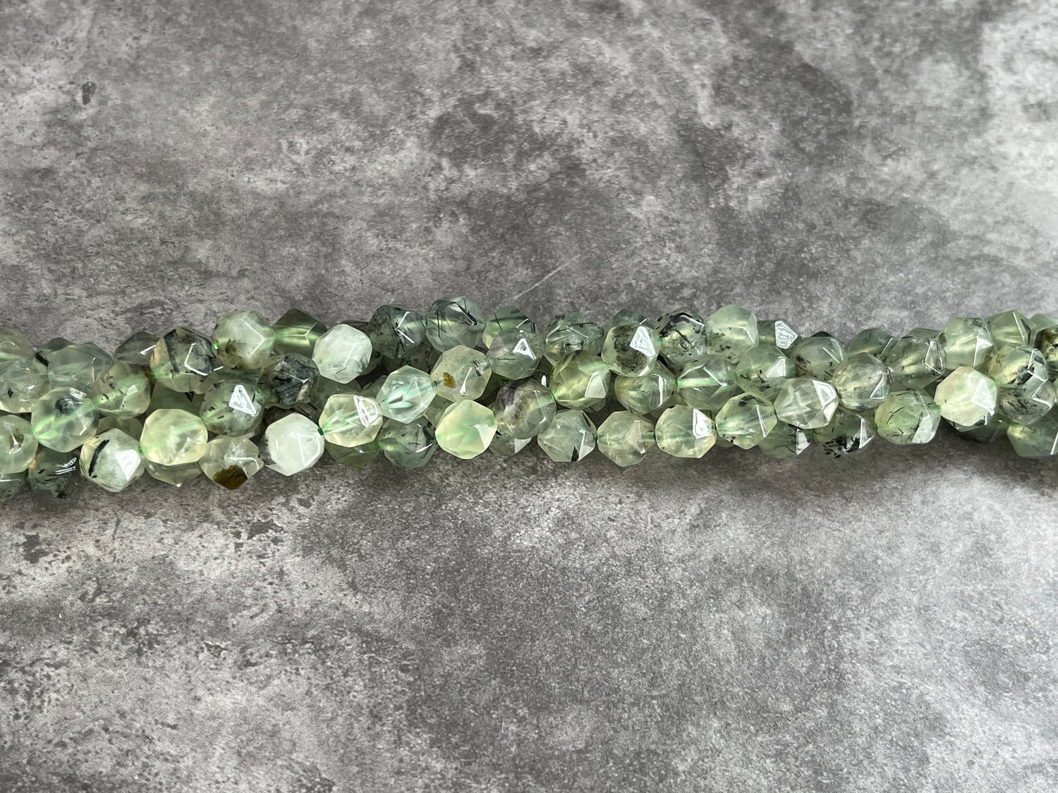 Prehnite | Round Diamond Cut Beads | 8mm