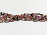 4mm Faceted Mixed Colour Natural Tourmaline Beads