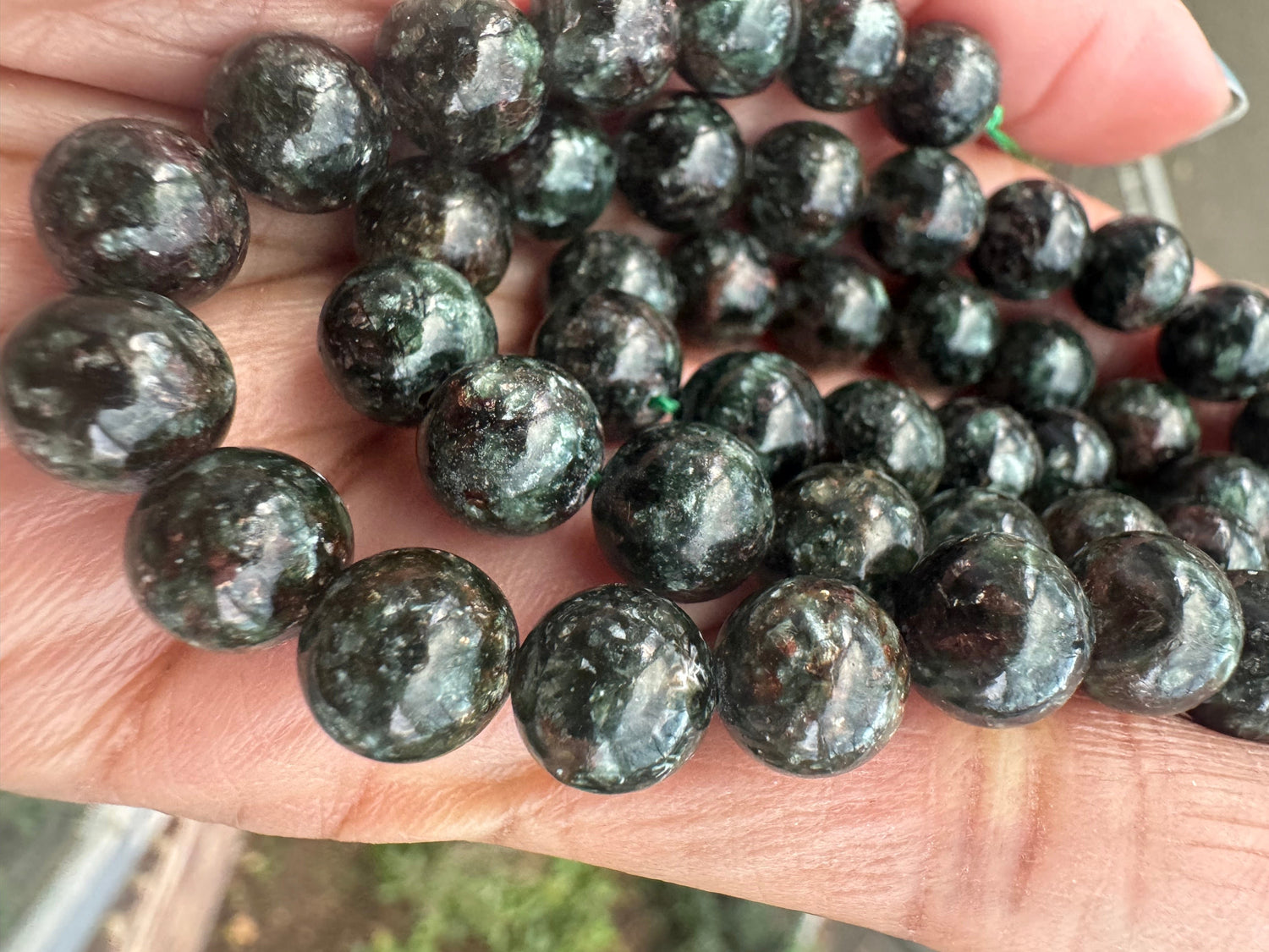 8mm Seraphinite round gemstone beads