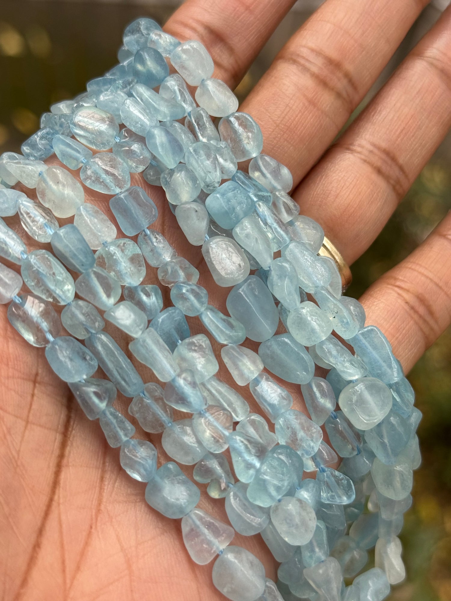 Aquamarine | Nugget Beads | 6-8mm | A Grade