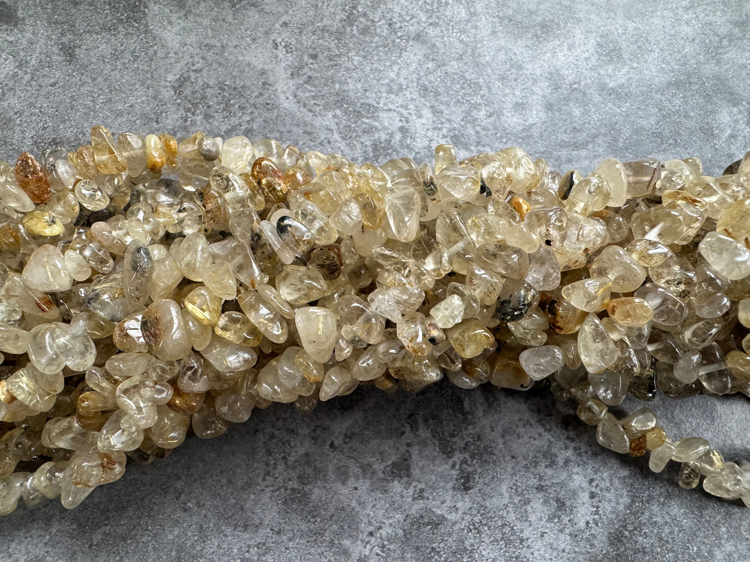 Golden rutilated quartz chip beads