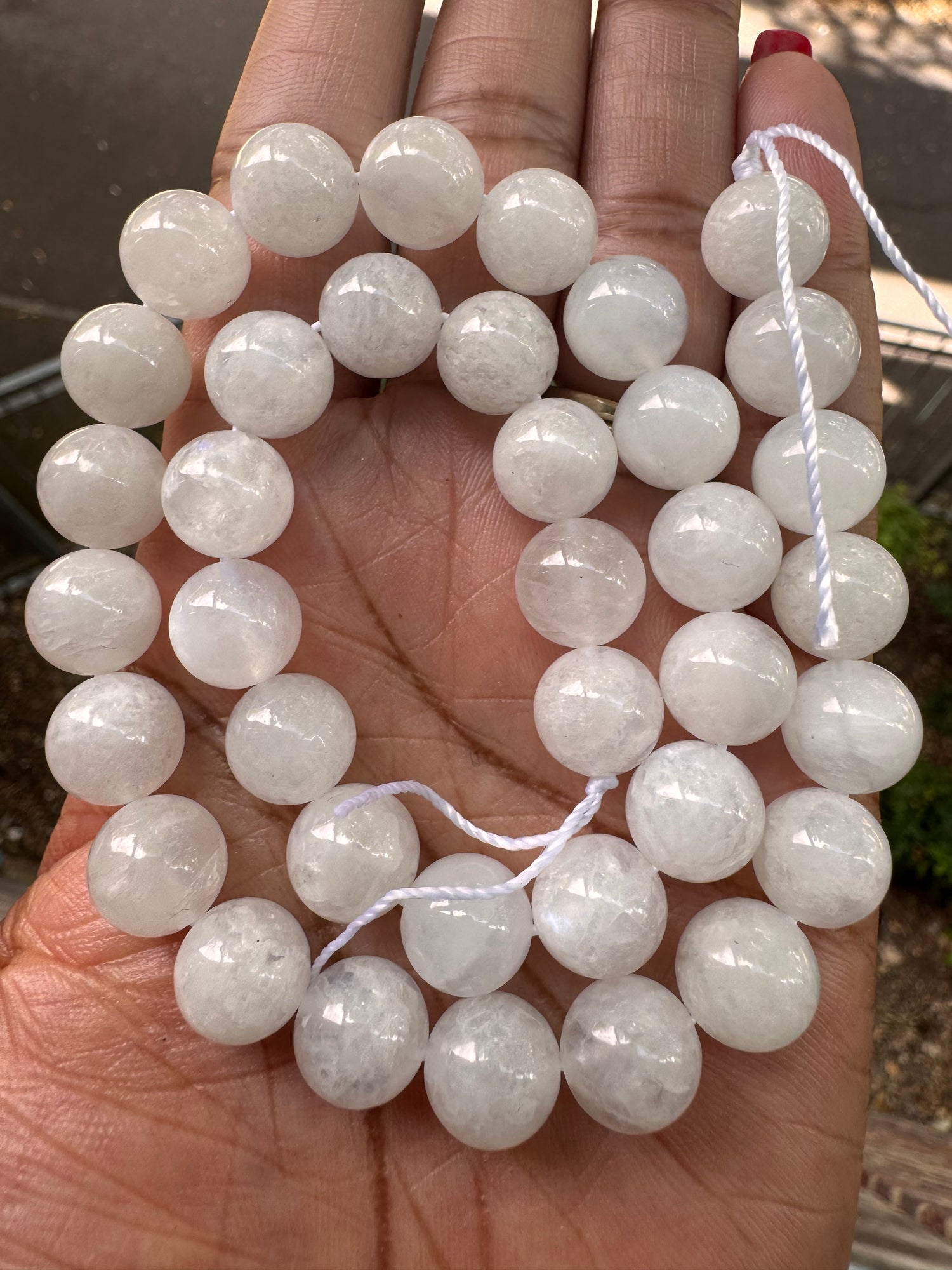 White Moonstone (White) | Round Beads | 10mm | A Grade