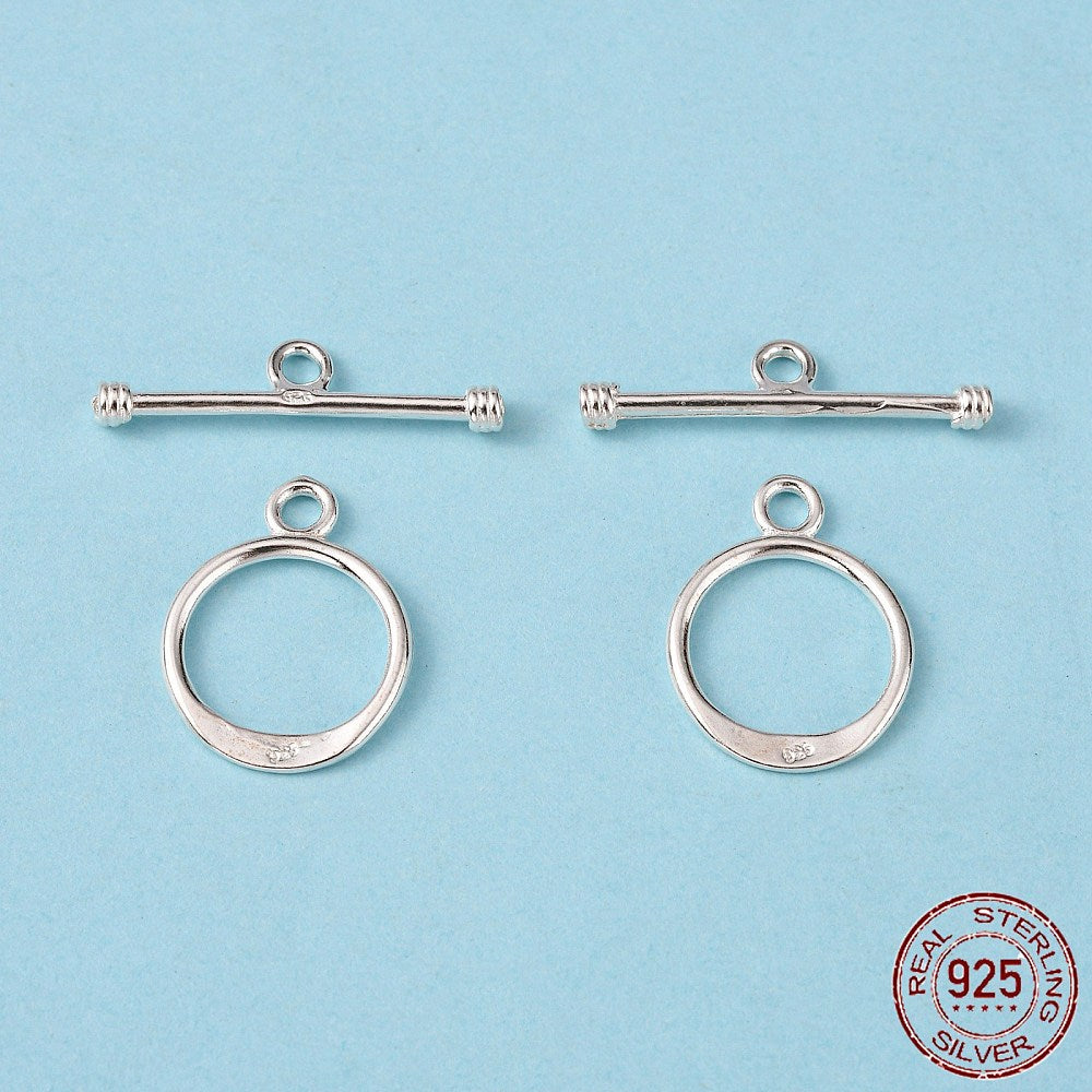 2 X Sterling Silver Plain Toggle Clasps (1 pair)