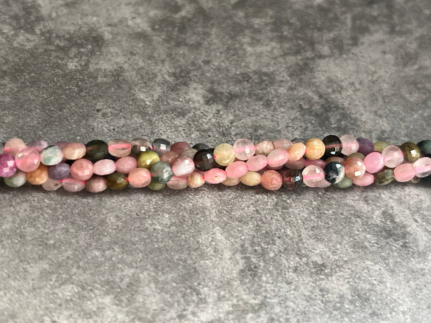 Mixed Colour Tourmaline | Faceted Small Coin Beads | 4mm