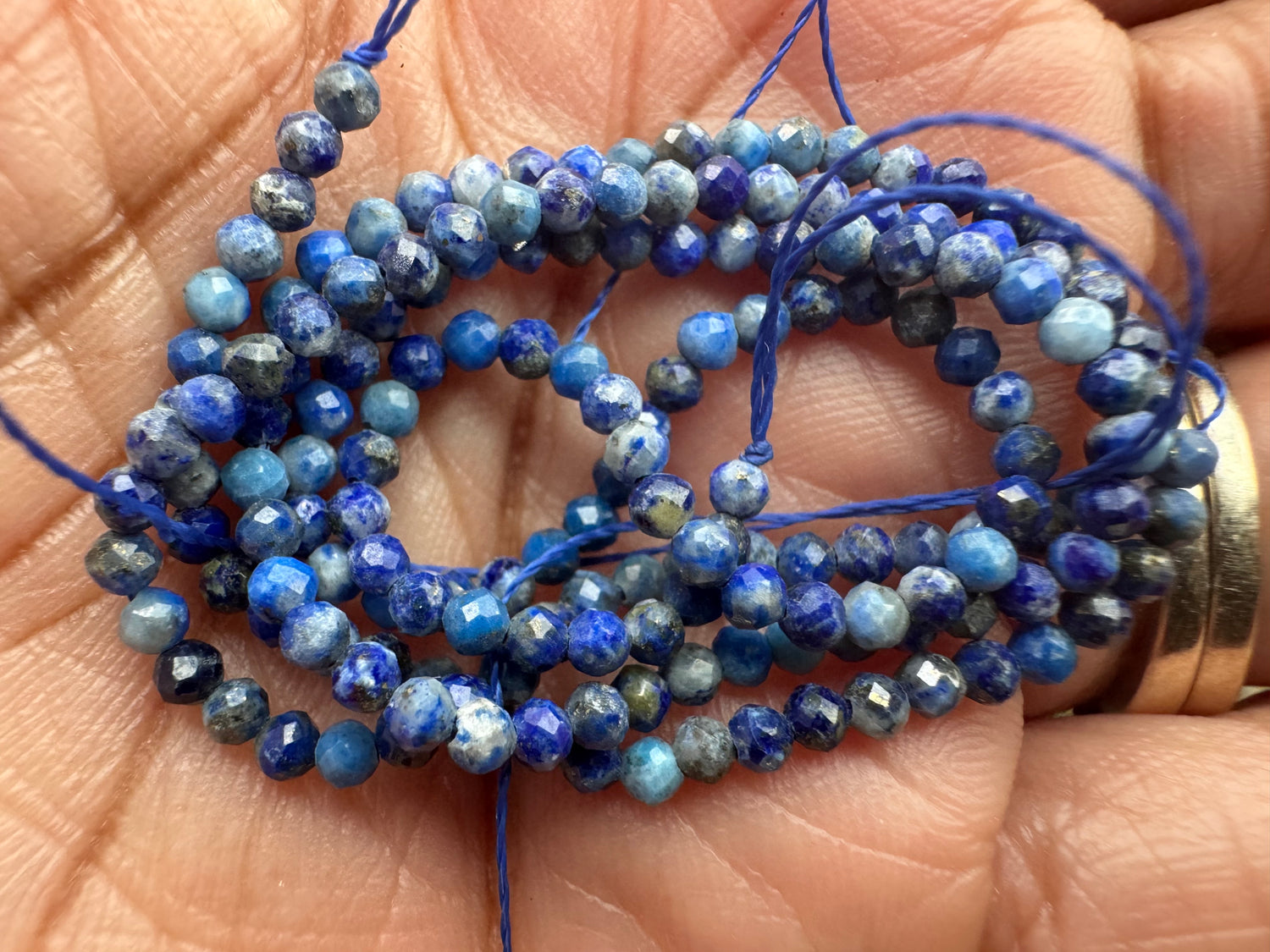 Lapis Lazuli Beads (Natural Colour) | Faceted Round Beads | 2mm | A Grade