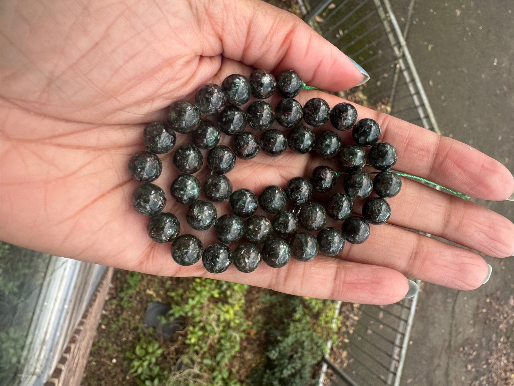 8mm Seraphinite round gemstone beads