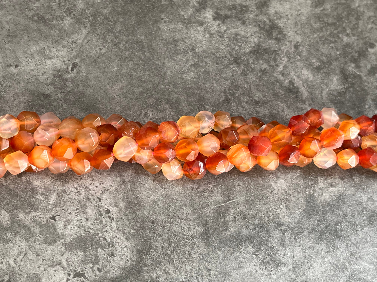 Carnelian | Round Diamond Cut Beads | 8mm