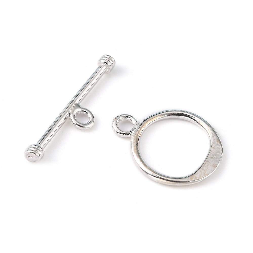 2 X Sterling Silver Plain Toggle Clasps (1 pair)