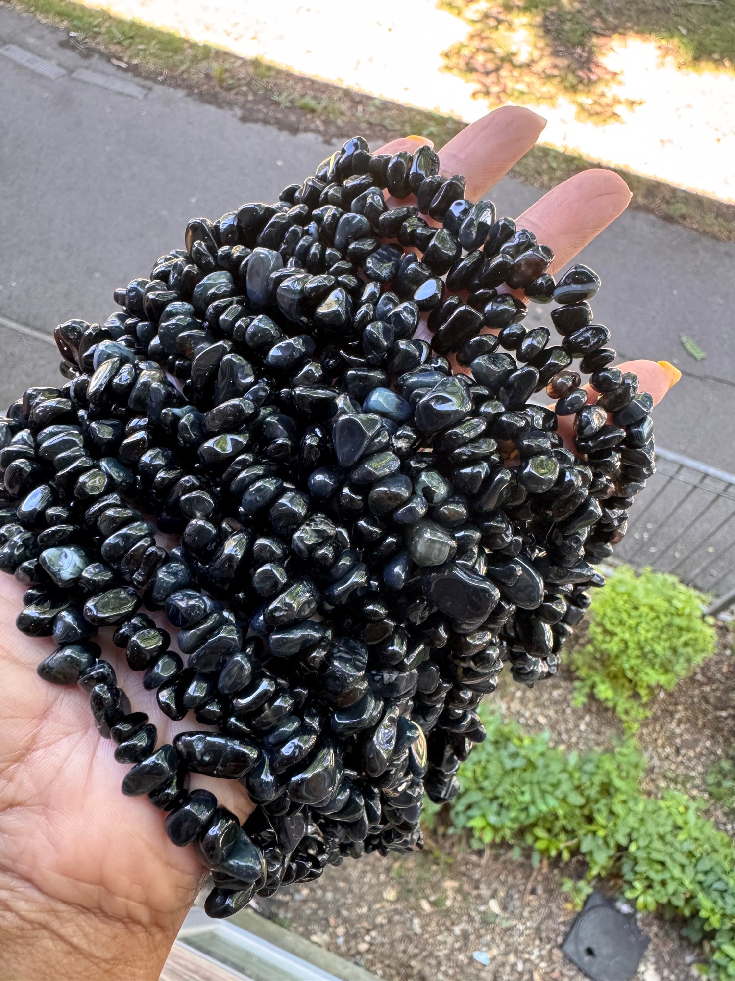 Black Onyx | Chip Beads | 5-8mm | 32" String
