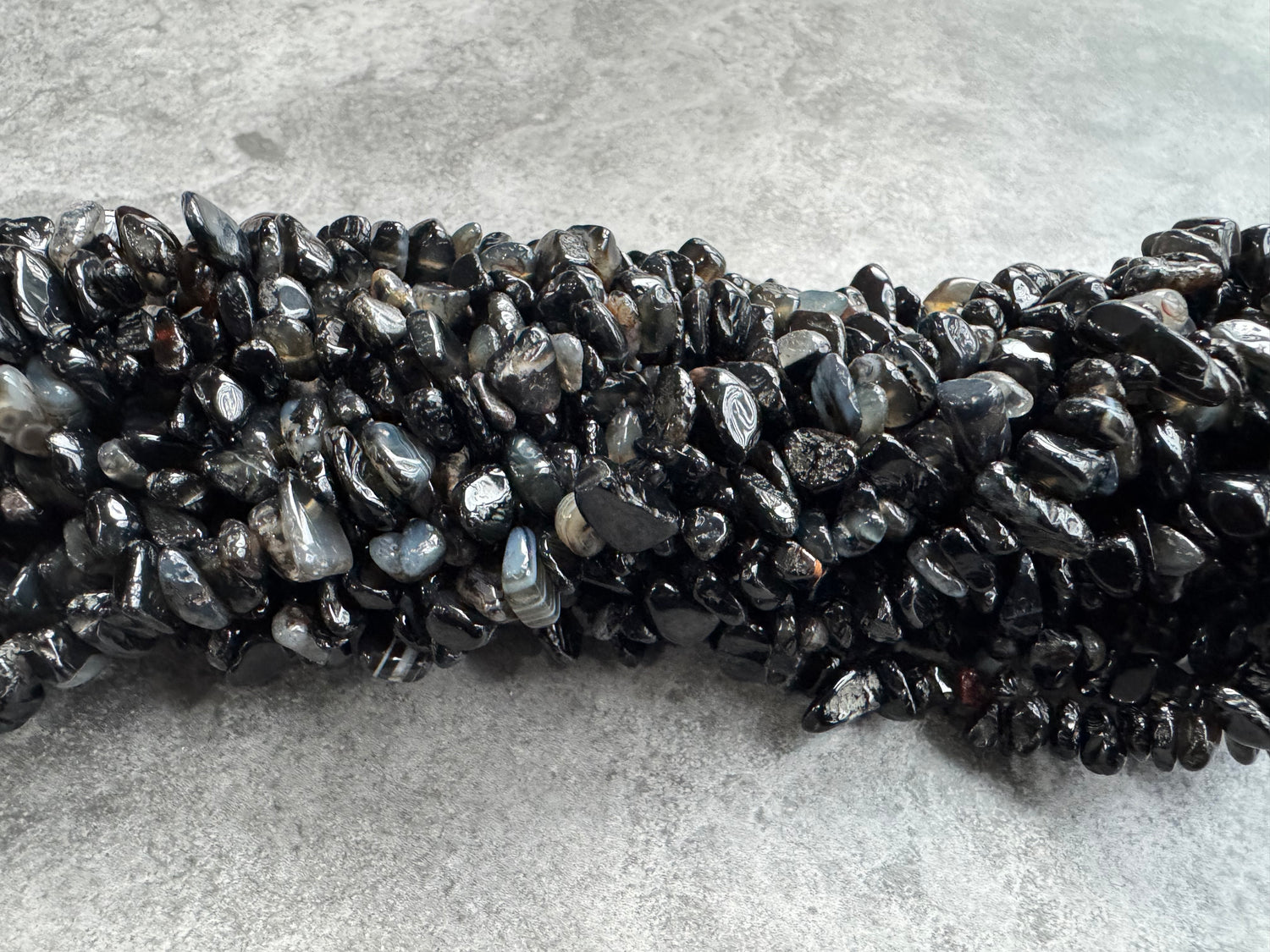 Black Onyx | Chip Beads | 5-8mm | 32" String