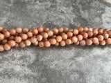 8mm Peach Moonstone Round Beads