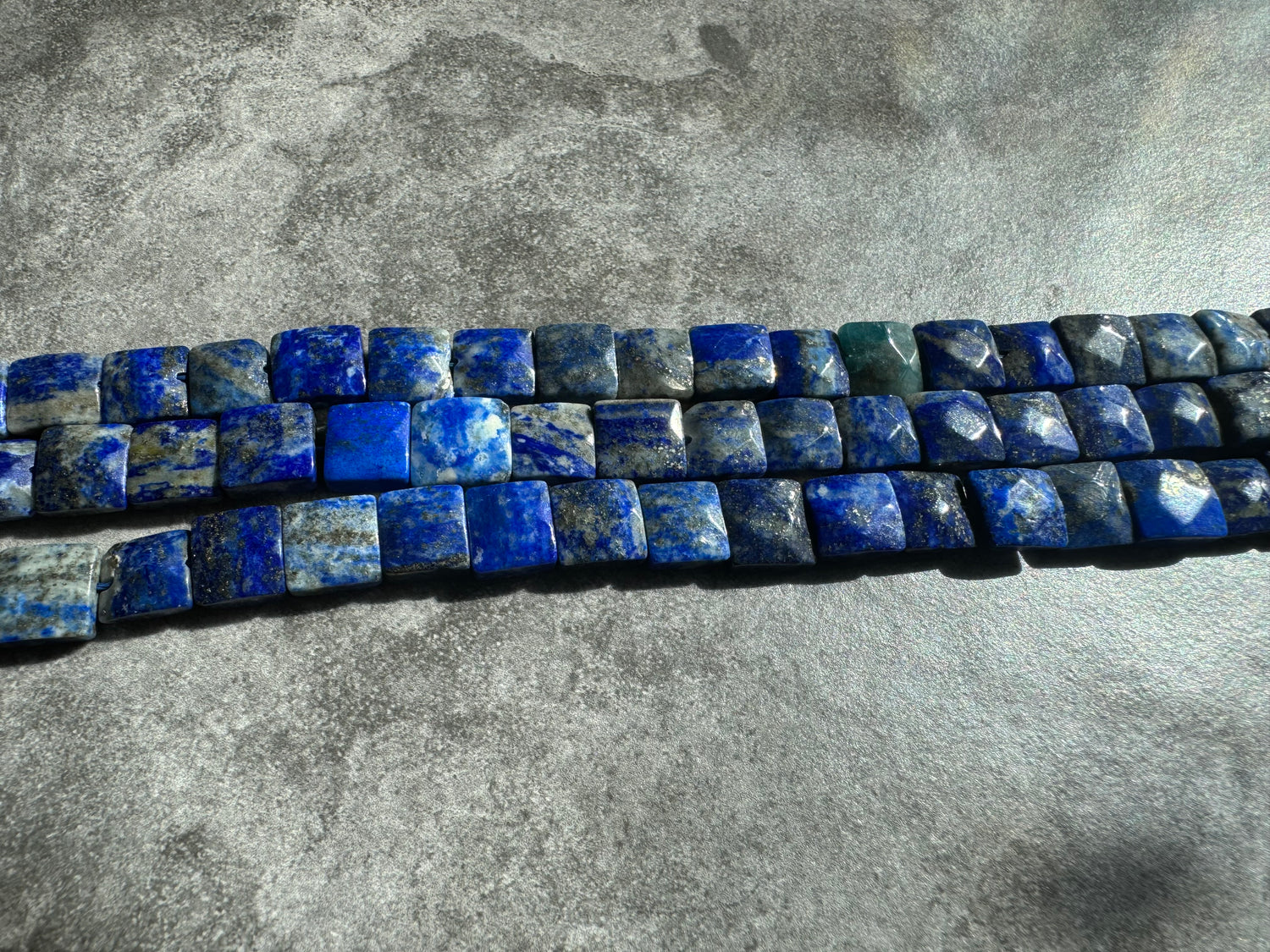 Lapis Lazuli | Faceted Flat Square Beads | 10x10x5mm | A Grade