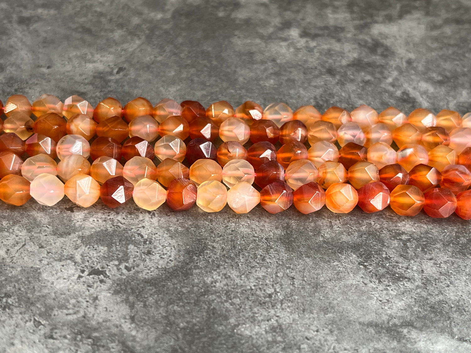 Carnelian | Round Diamond Cut Beads | 8mm