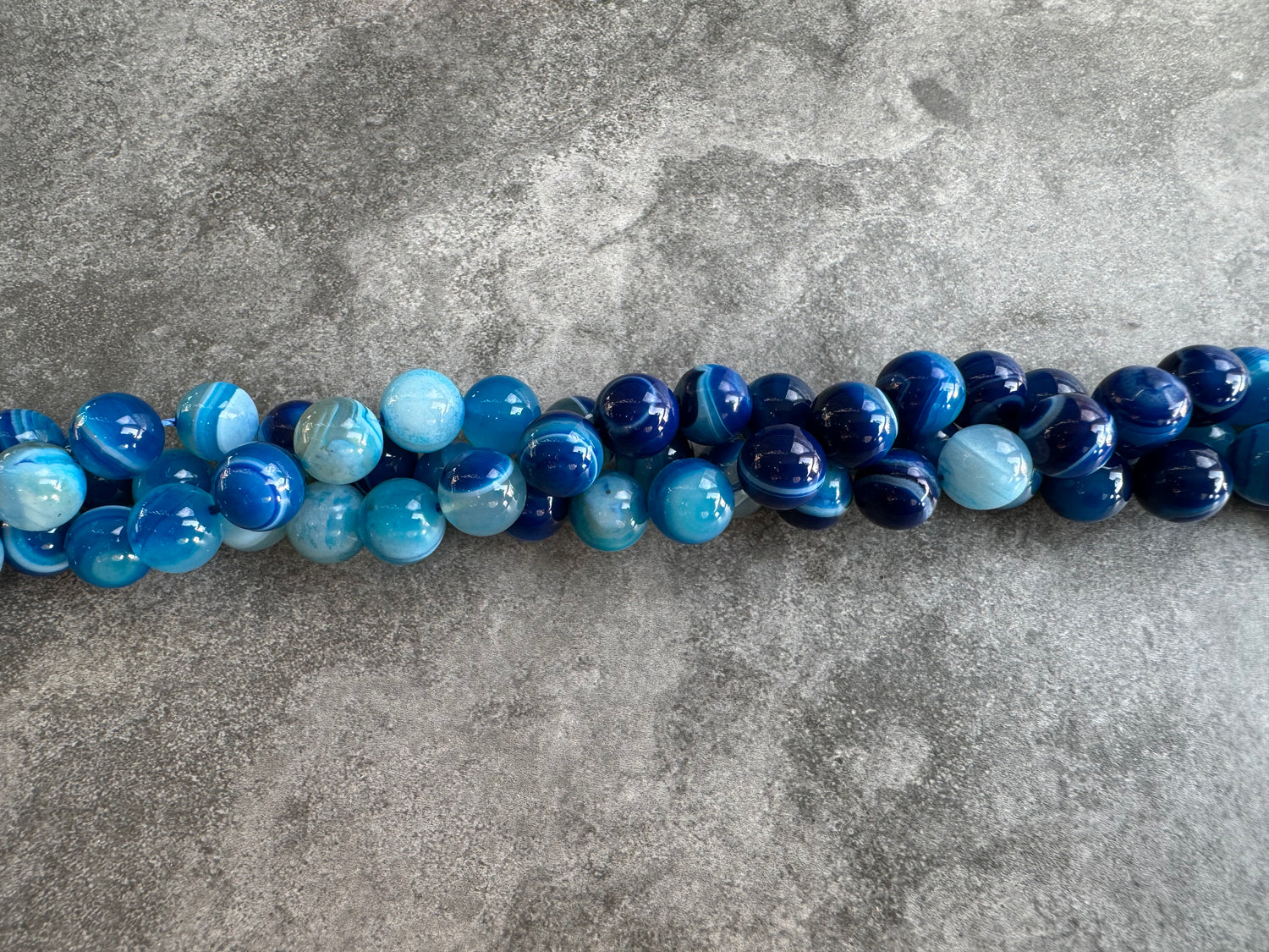 Blue Striped Agate | Round Beads | 8mm