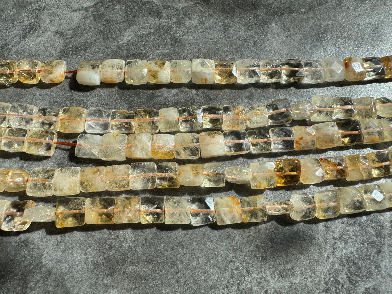 Citrine | Faceted Flat Square Beads | 10x10x5mm | A Grade