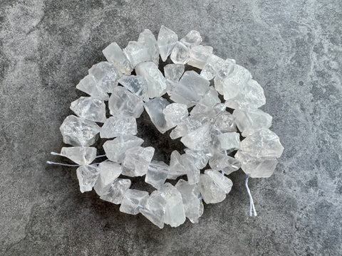 Crystal Quartz  | Rough Raw Stone Beads | 10-15mm