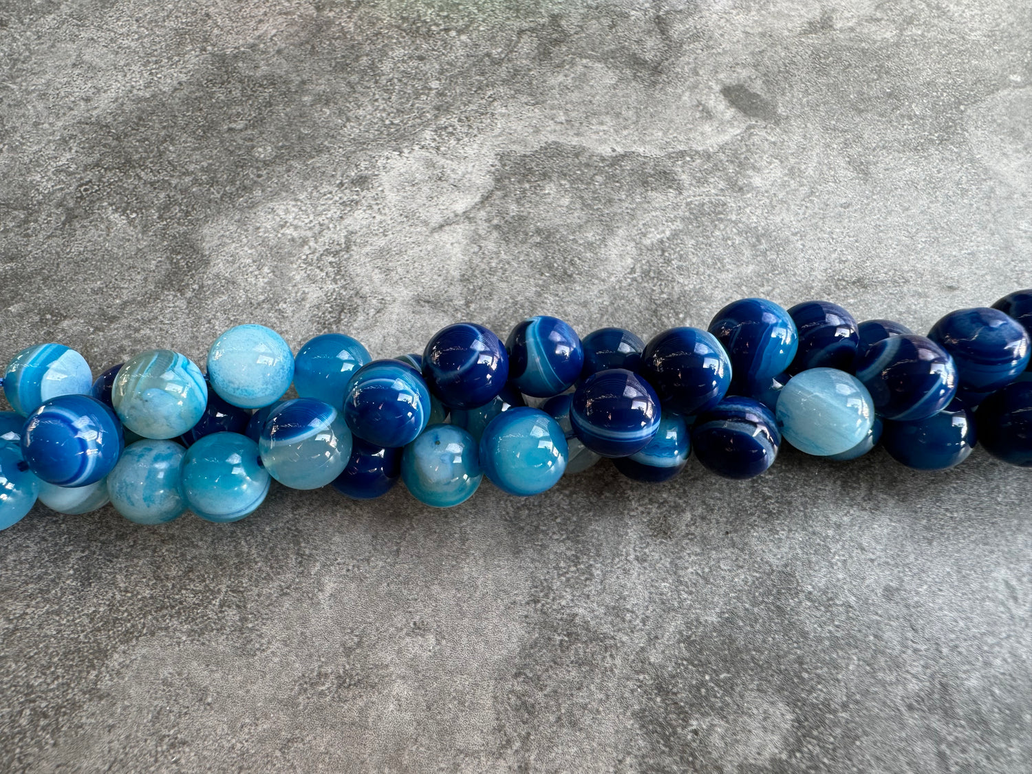 Blue Striped Agate | Round Beads | 10mm