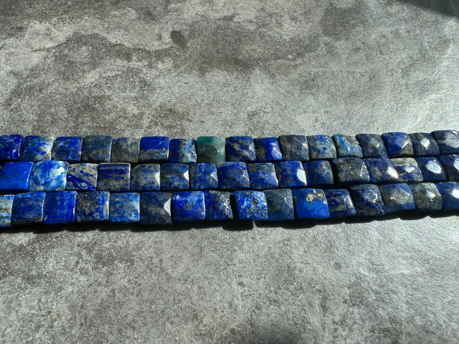 Lapis Lazuli | Faceted Flat Square Beads | 10x10x5mm | A Grade