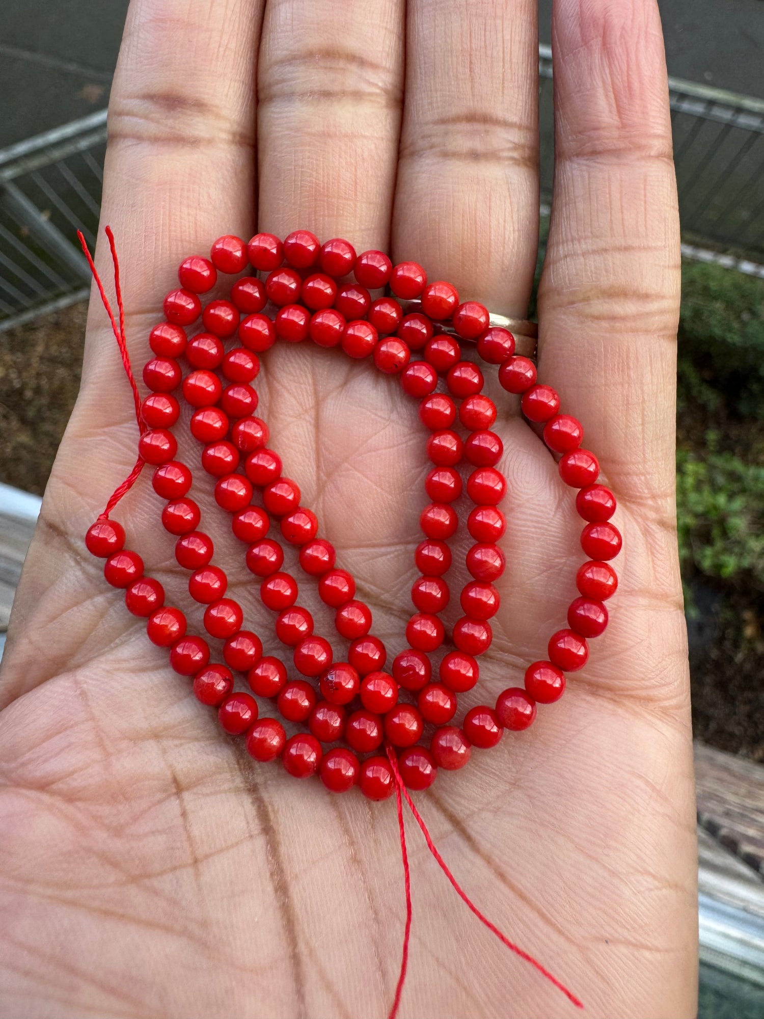 Red Bamboo Coral | Round Beads | 4mm