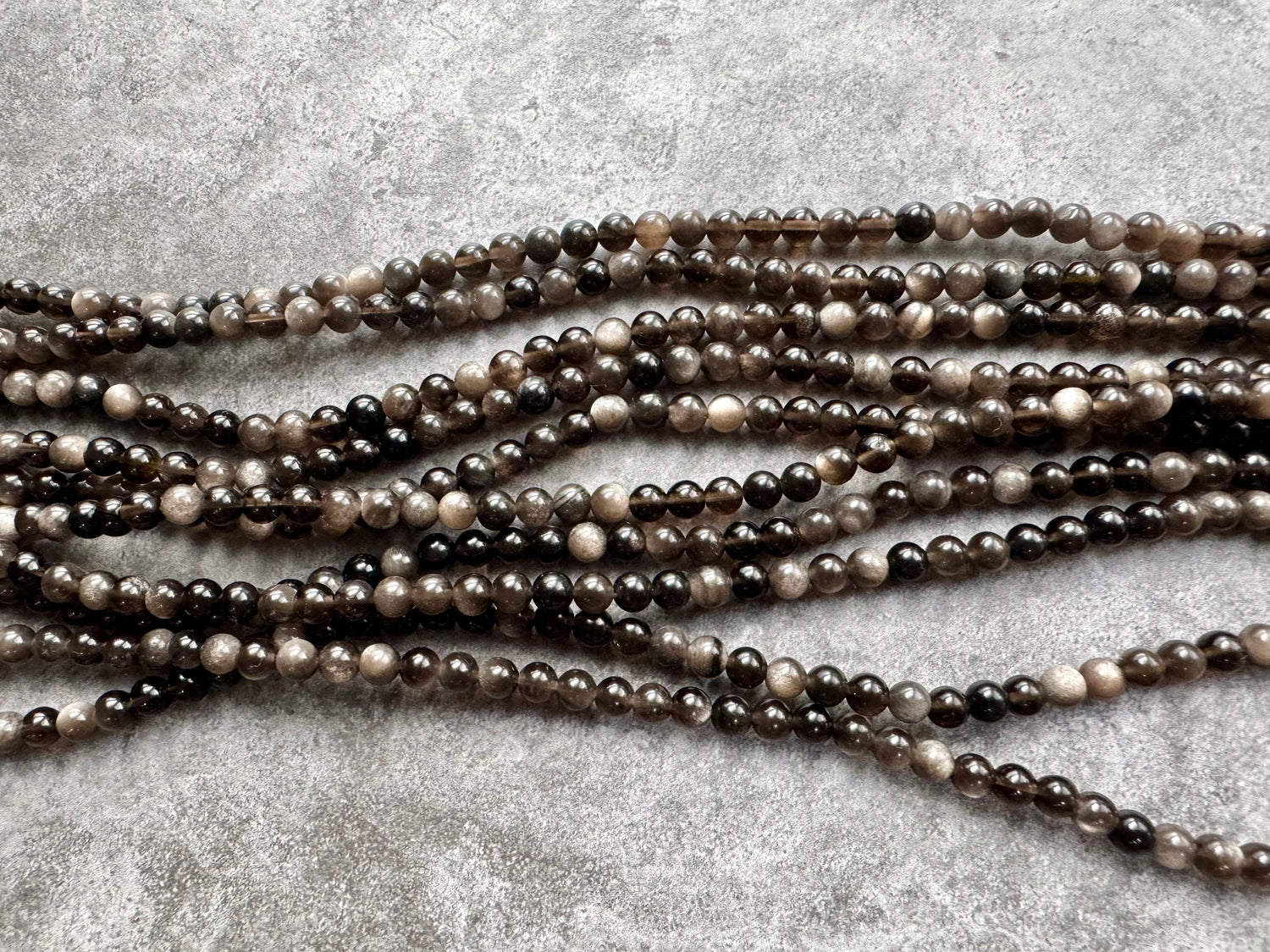 Silver Sheen Obsidian | Round Beads | B Grade | 4mm
