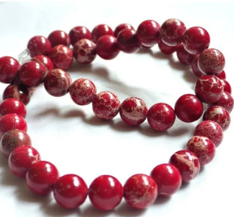 8mm Red Impression Jasper Round Beads