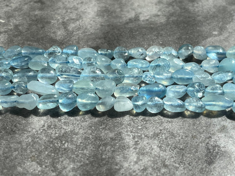 Aquamarine A Grade Nugget Beads 6-8mm