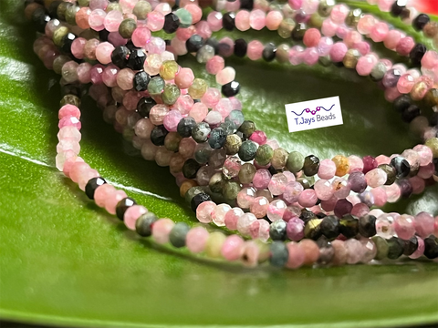 Faceted Mixed Colour Tourmaline Rondelle Beads 2-3mm
